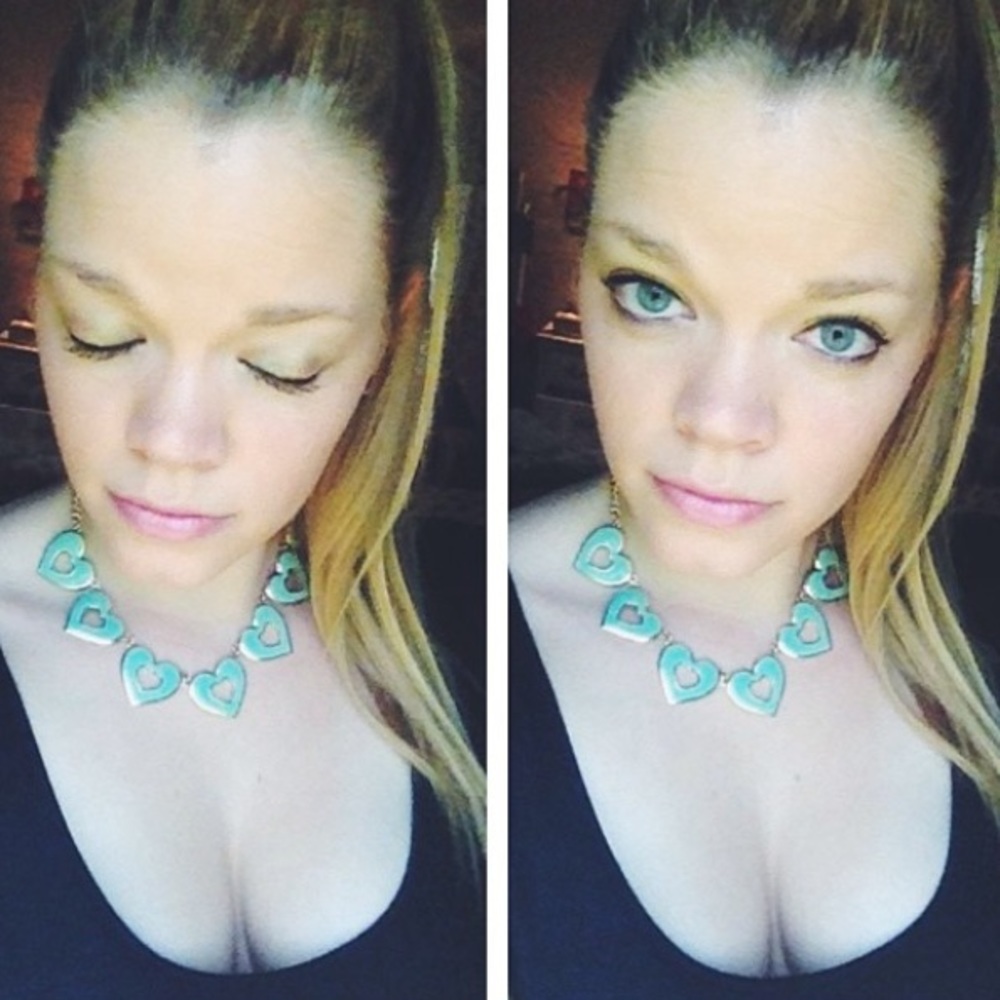 Light blue heart statement necklace